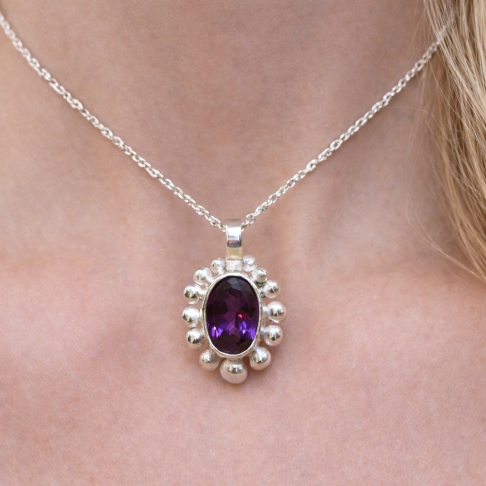 Handmade Color Change Alexandrite Pendant Solid Sterling Silver, June Birthstone